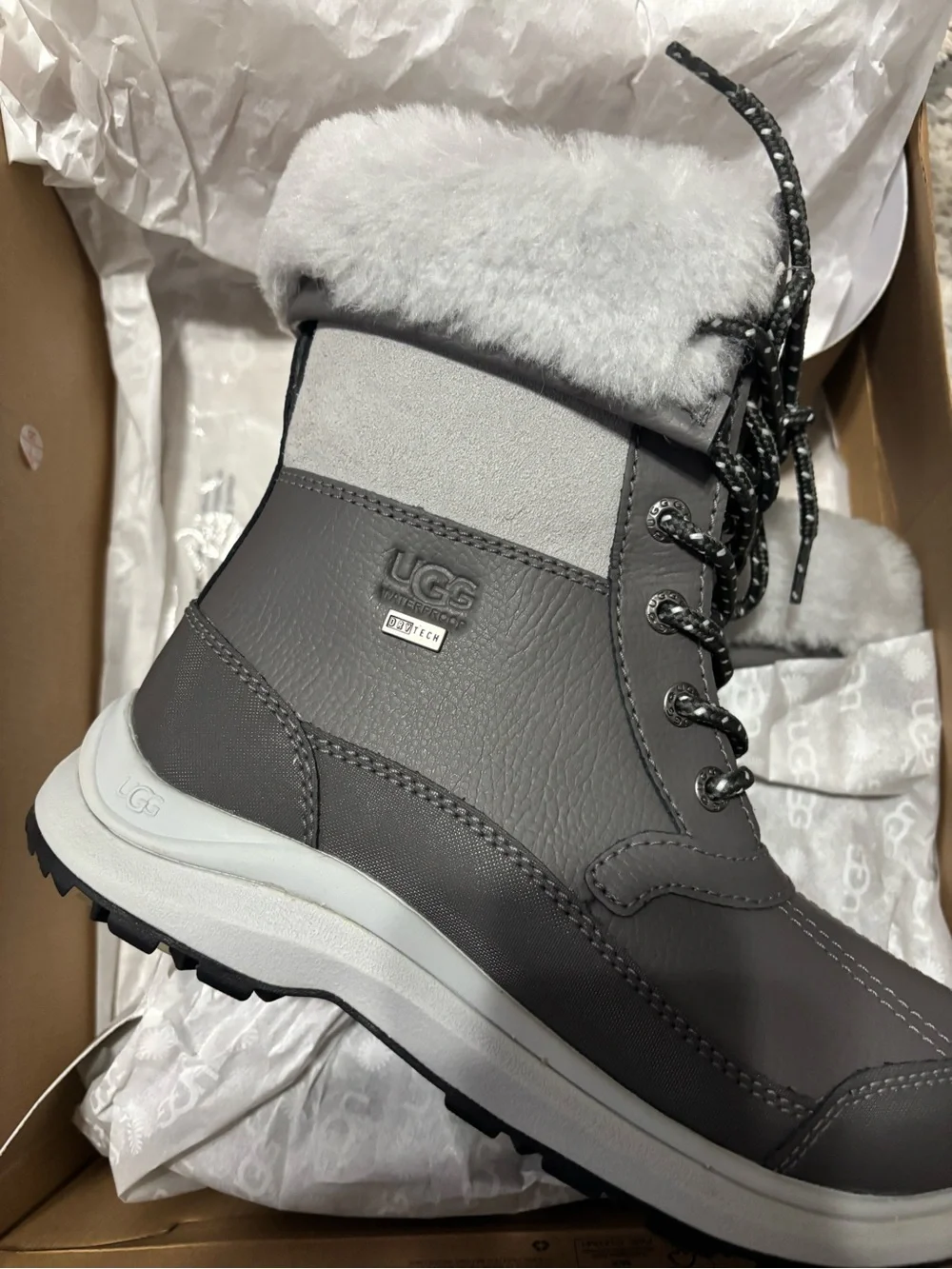 UGG Men's Gray Shearling-Trim Waterproof Snow Boot